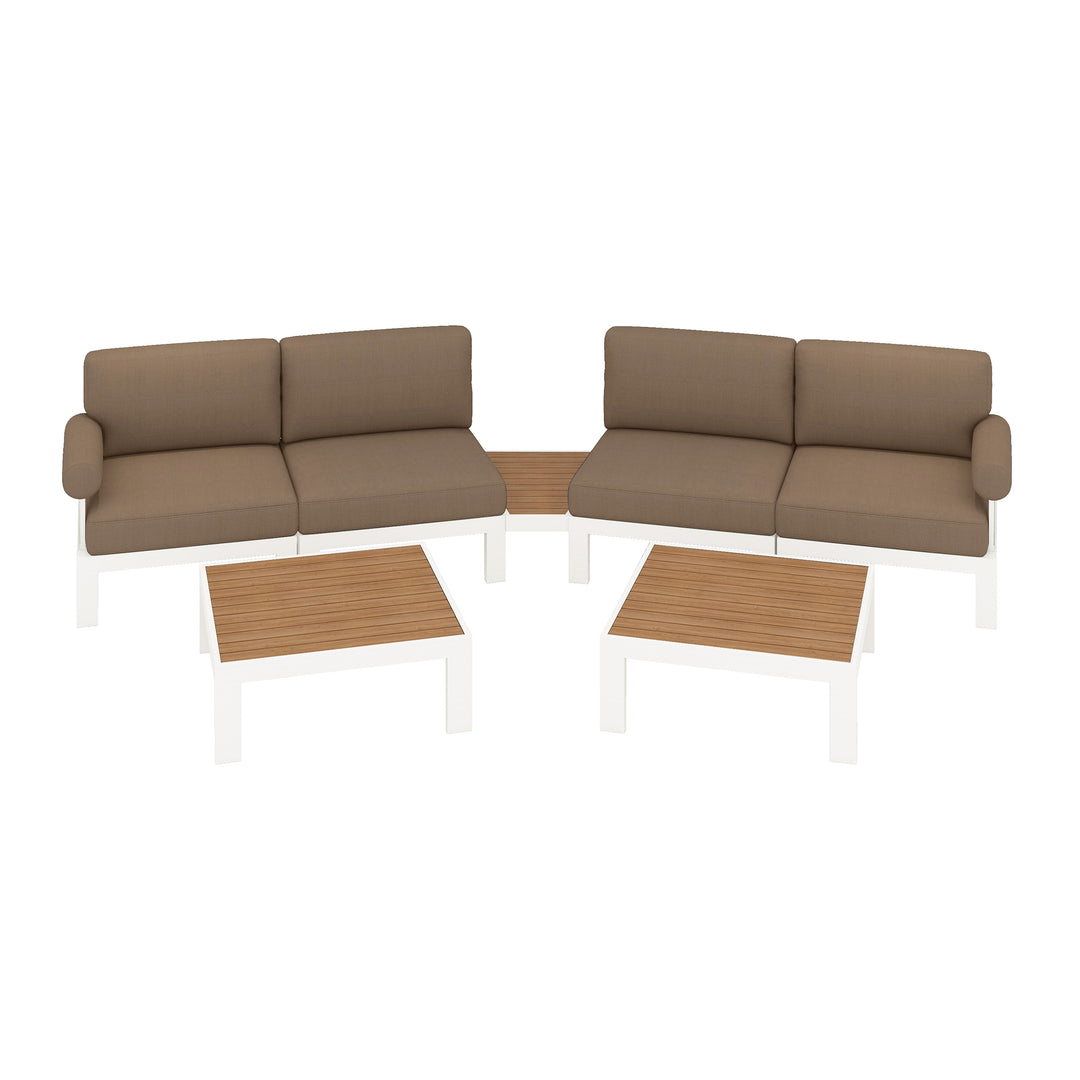 Flexion Home Newport 7‑Piece Outdoor Modular Angled Conversation Set - FlexionHome