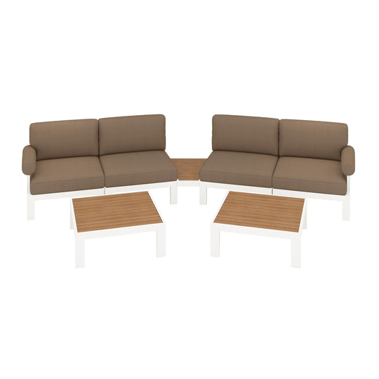 Flexion Home Newport 7‑Piece Outdoor Modular Angled Conversation Set - FlexionHome