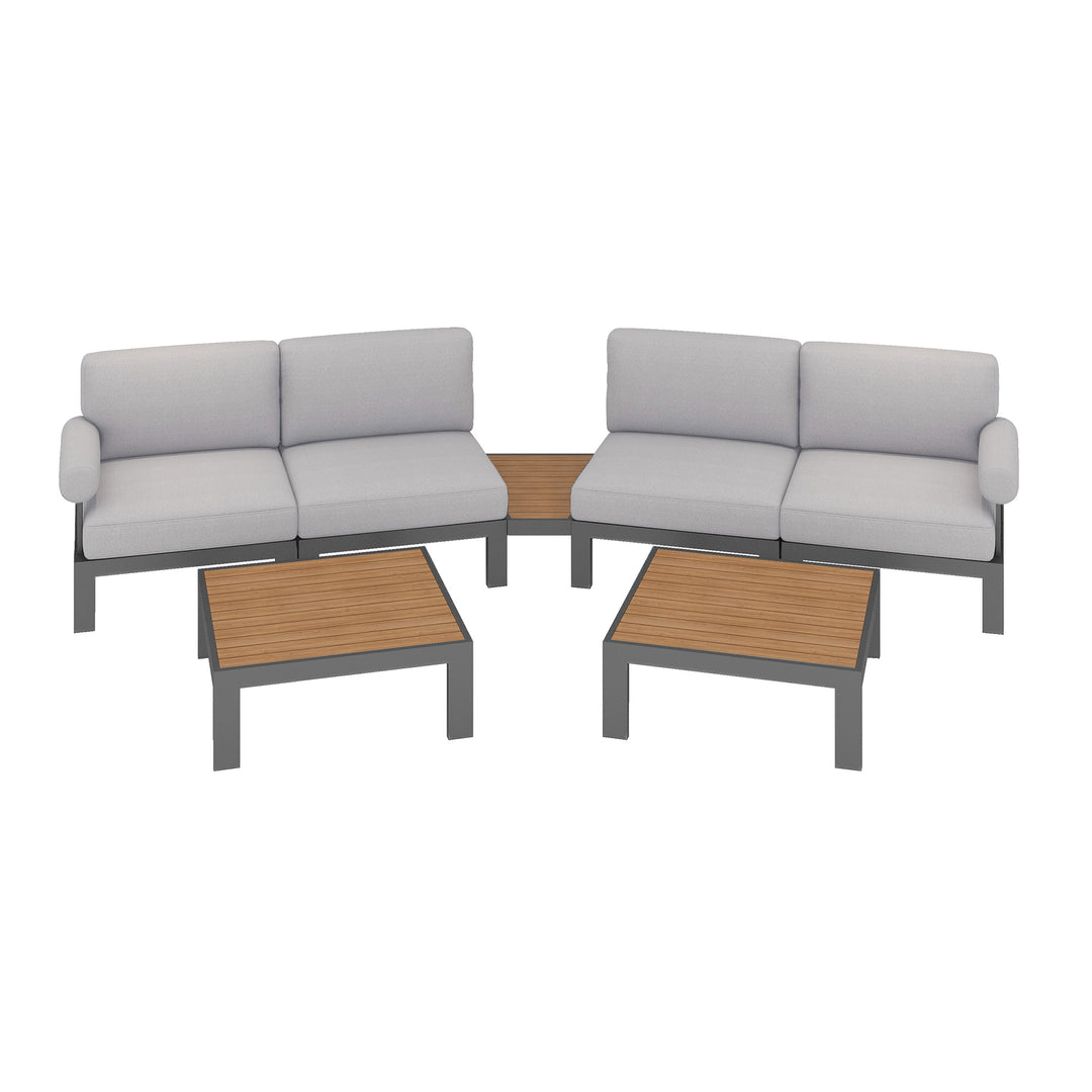 Flexion Home Newport 7‑Piece Outdoor Modular Angled Conversation Set - FlexionHome