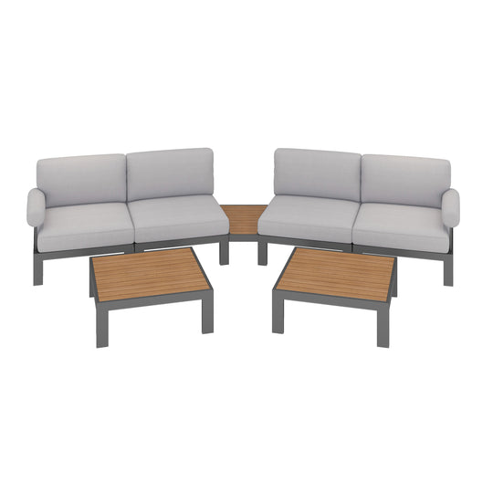 Flexion Home Newport 7‑Piece Outdoor Modular Angled Conversation Set - FlexionHome