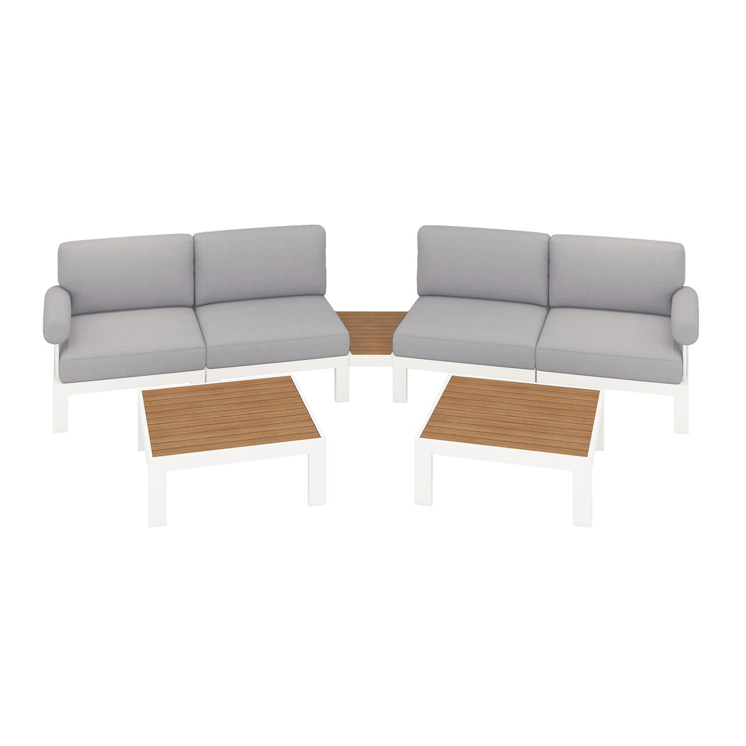 Flexion Home Newport 7‑Piece Outdoor Modular Angled Conversation Set - FlexionHome
