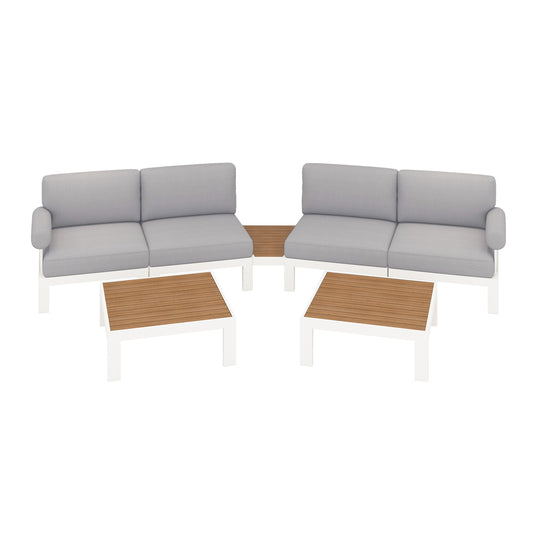 Flexion Home Newport 7‑Piece Outdoor Modular Angled Conversation Set - FlexionHome