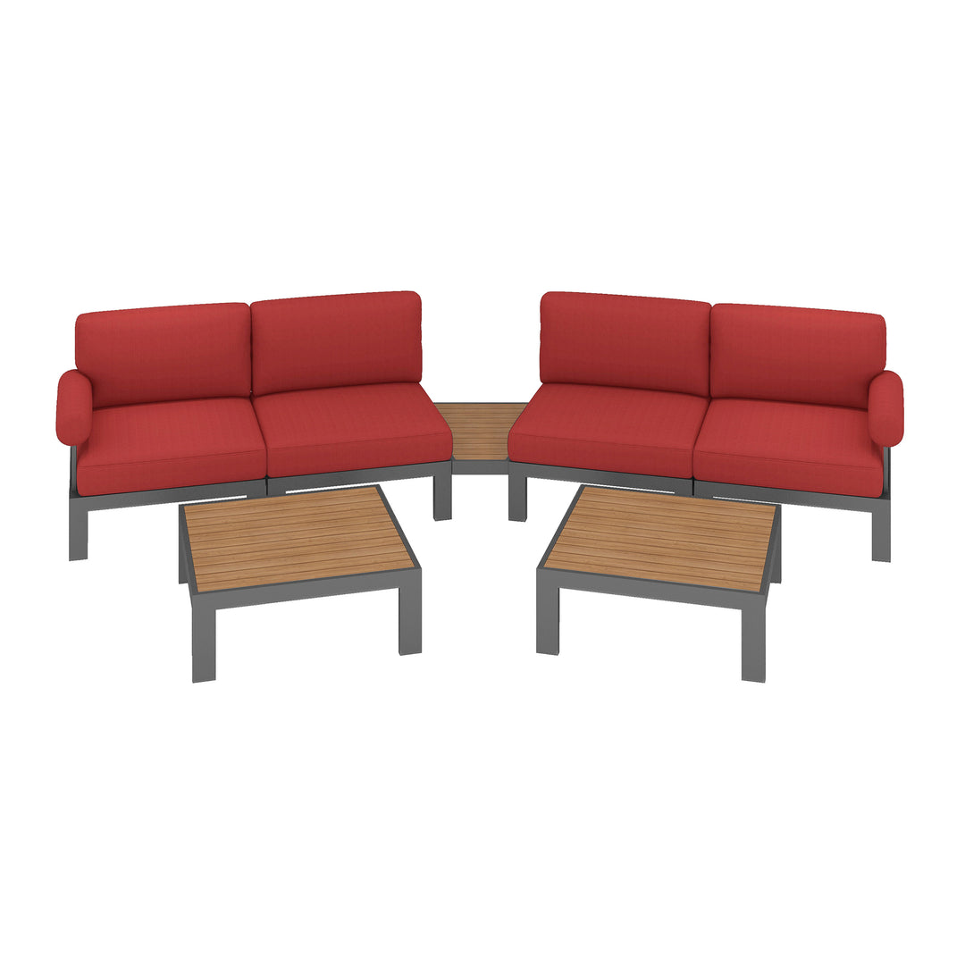 Flexion Home Newport 7‑Piece Outdoor Modular Angled Conversation Set - FlexionHome