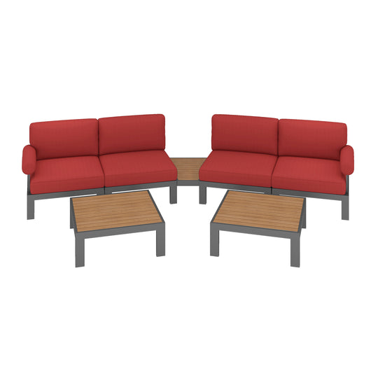 Flexion Home Newport 7‑Piece Outdoor Modular Angled Conversation Set - FlexionHome