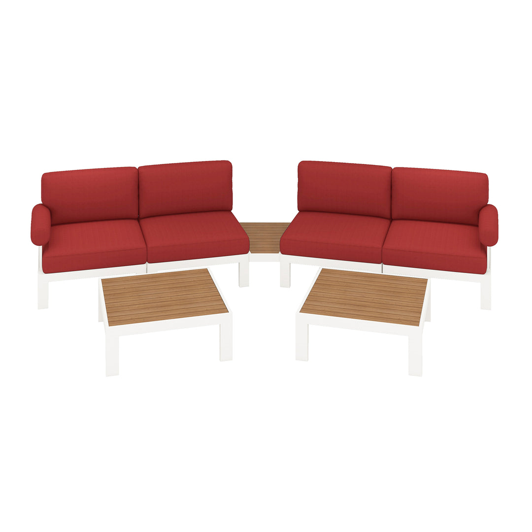 Flexion Home Newport 7‑Piece Outdoor Modular Angled Conversation Set - FlexionHome