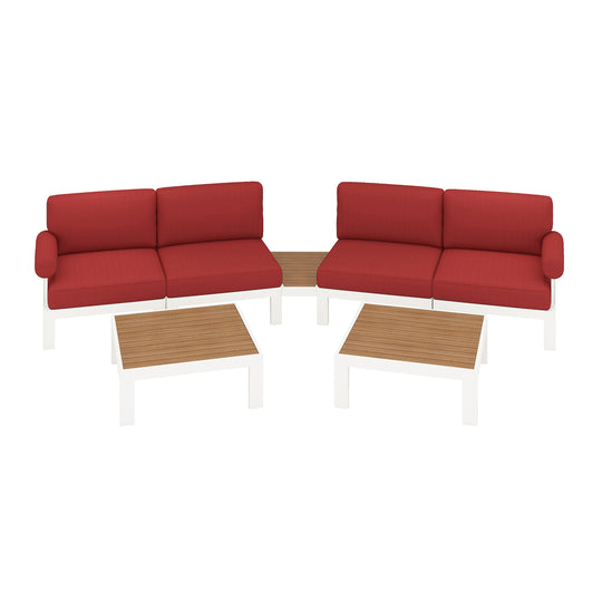 Flexion Home Newport 7‑Piece Outdoor Modular Angled Conversation Set - FlexionHome