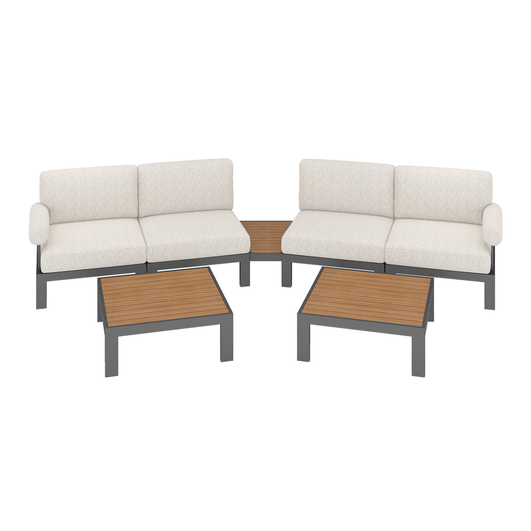 Flexion Home Newport 7‑Piece Outdoor Modular Angled Conversation Set - FlexionHome