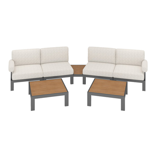 Flexion Home Newport 7‑Piece Outdoor Modular Angled Conversation Set - FlexionHome
