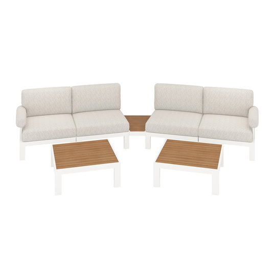 Flexion Home Newport 7‑Piece Outdoor Modular Angled Conversation Set - FlexionHome