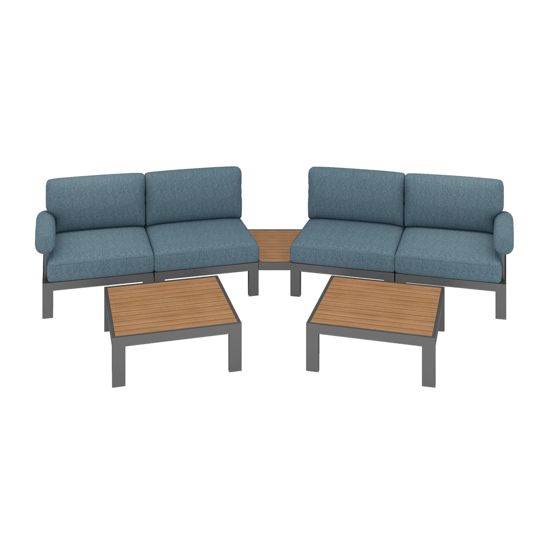 Flexion Home Newport 7‑Piece Outdoor Modular Angled Conversation Set - FlexionHome