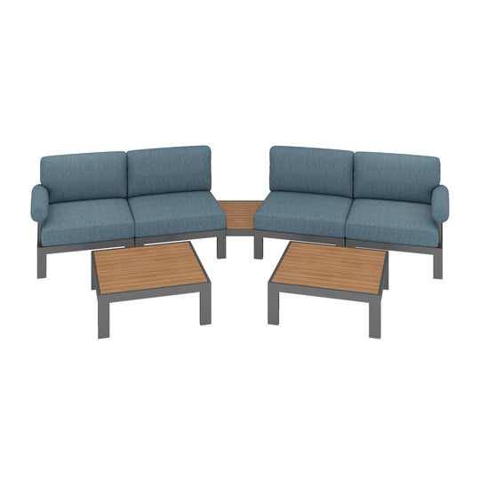 Flexion Home Newport 7‑Piece Outdoor Modular Angled Conversation Set - FlexionHome