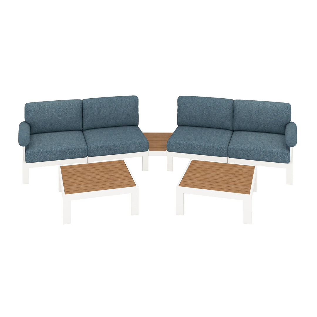 Flexion Home Newport 7‑Piece Outdoor Modular Angled Conversation Set - FlexionHome
