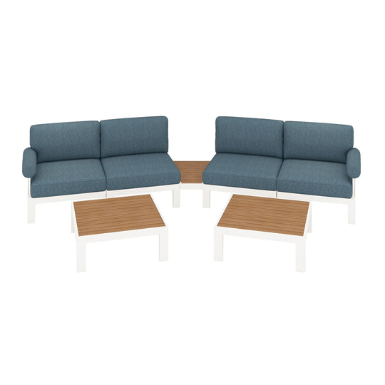 Flexion Home Newport 7‑Piece Outdoor Modular Angled Conversation Set - FlexionHome