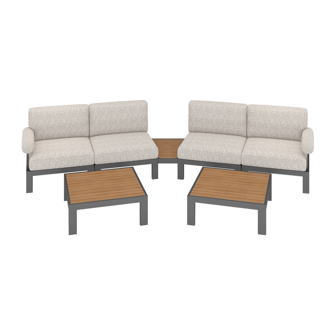 Flexion Home Newport 7‑Piece Outdoor Modular Angled Conversation Set - FlexionHome