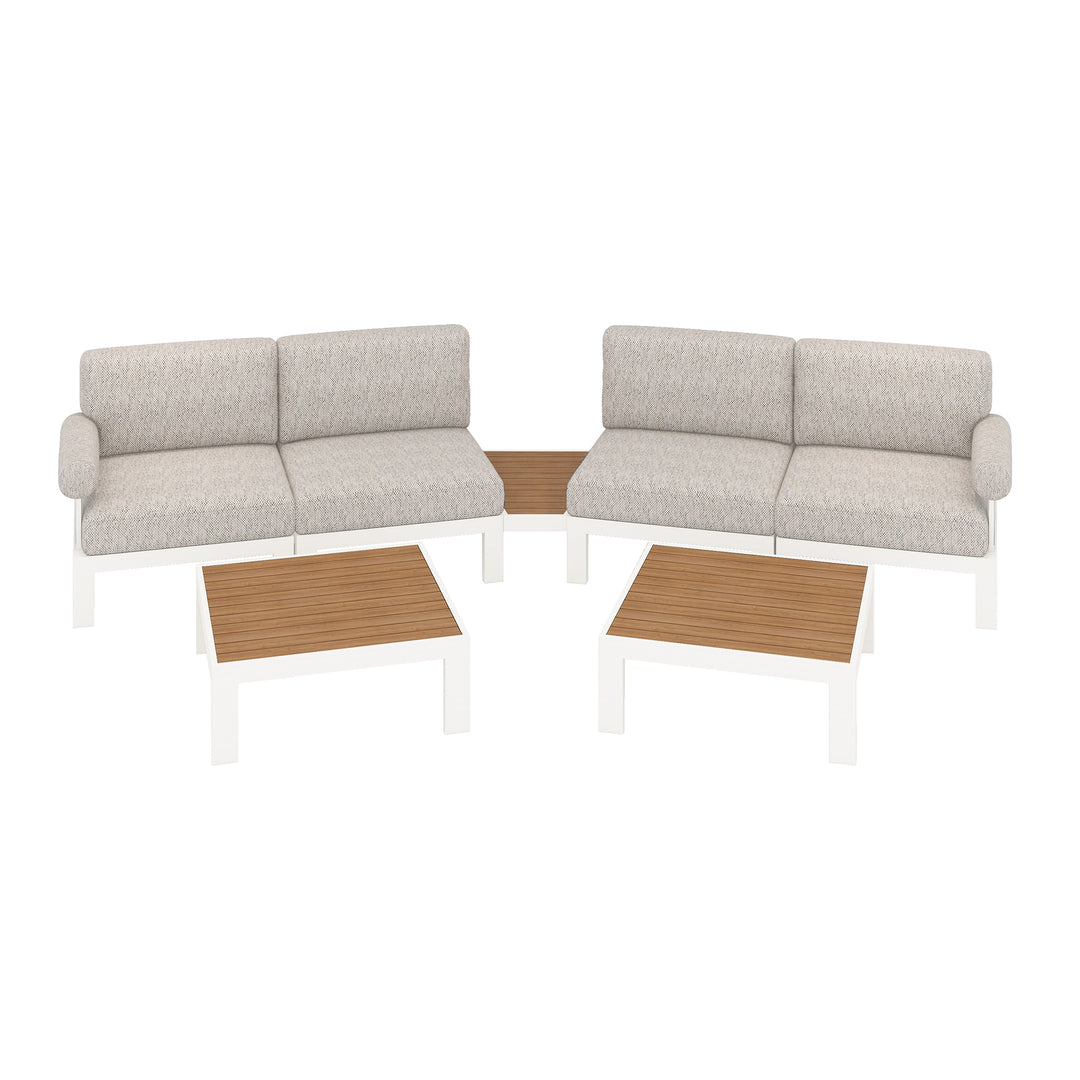 Flexion Home Newport 7‑Piece Outdoor Modular Angled Conversation Set - FlexionHome