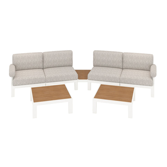 Flexion Home Newport 7‑Piece Outdoor Modular Angled Conversation Set - FlexionHome