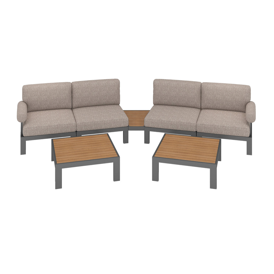 Flexion Home Newport 7‑Piece Outdoor Modular Angled Conversation Set - FlexionHome