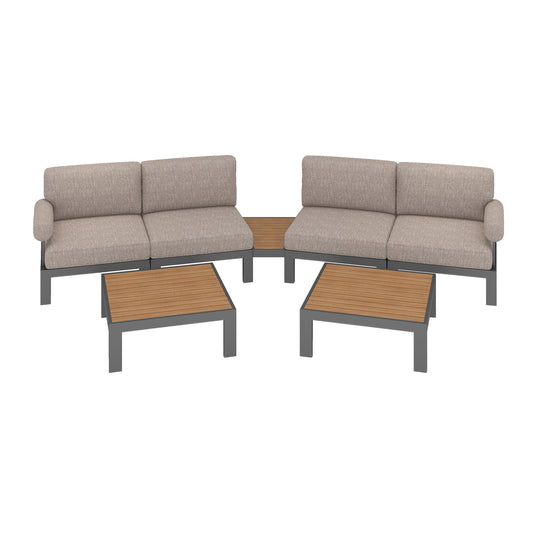 Flexion Home Newport 7‑Piece Outdoor Modular Angled Conversation Set - FlexionHome
