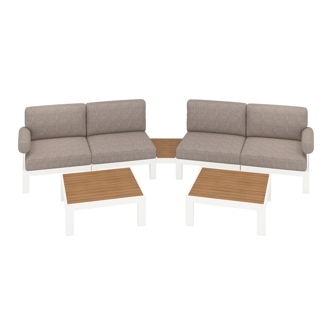 Flexion Home Newport 7‑Piece Outdoor Modular Angled Conversation Set - FlexionHome