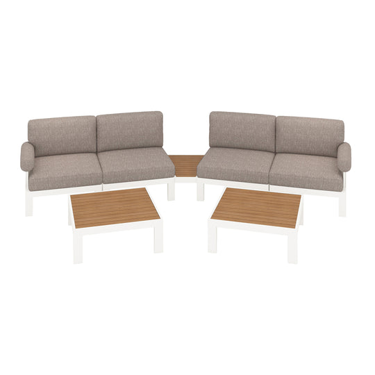 Flexion Home Newport 7‑Piece Outdoor Modular Angled Conversation Set - FlexionHome