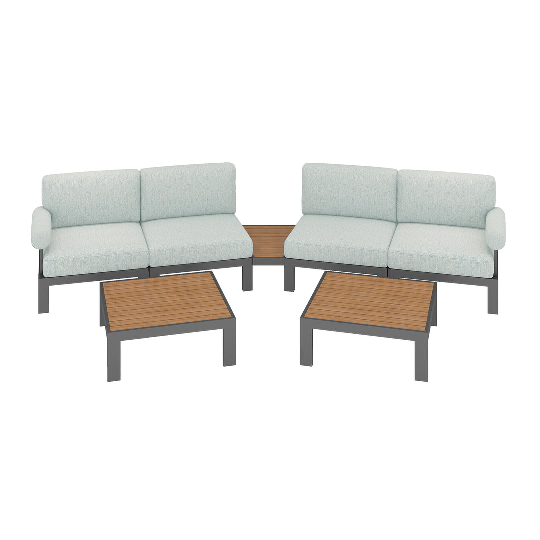 Flexion Home Newport 7‑Piece Outdoor Modular Angled Conversation Set - FlexionHome
