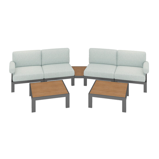 Flexion Home Newport 7‑Piece Outdoor Modular Angled Conversation Set - FlexionHome