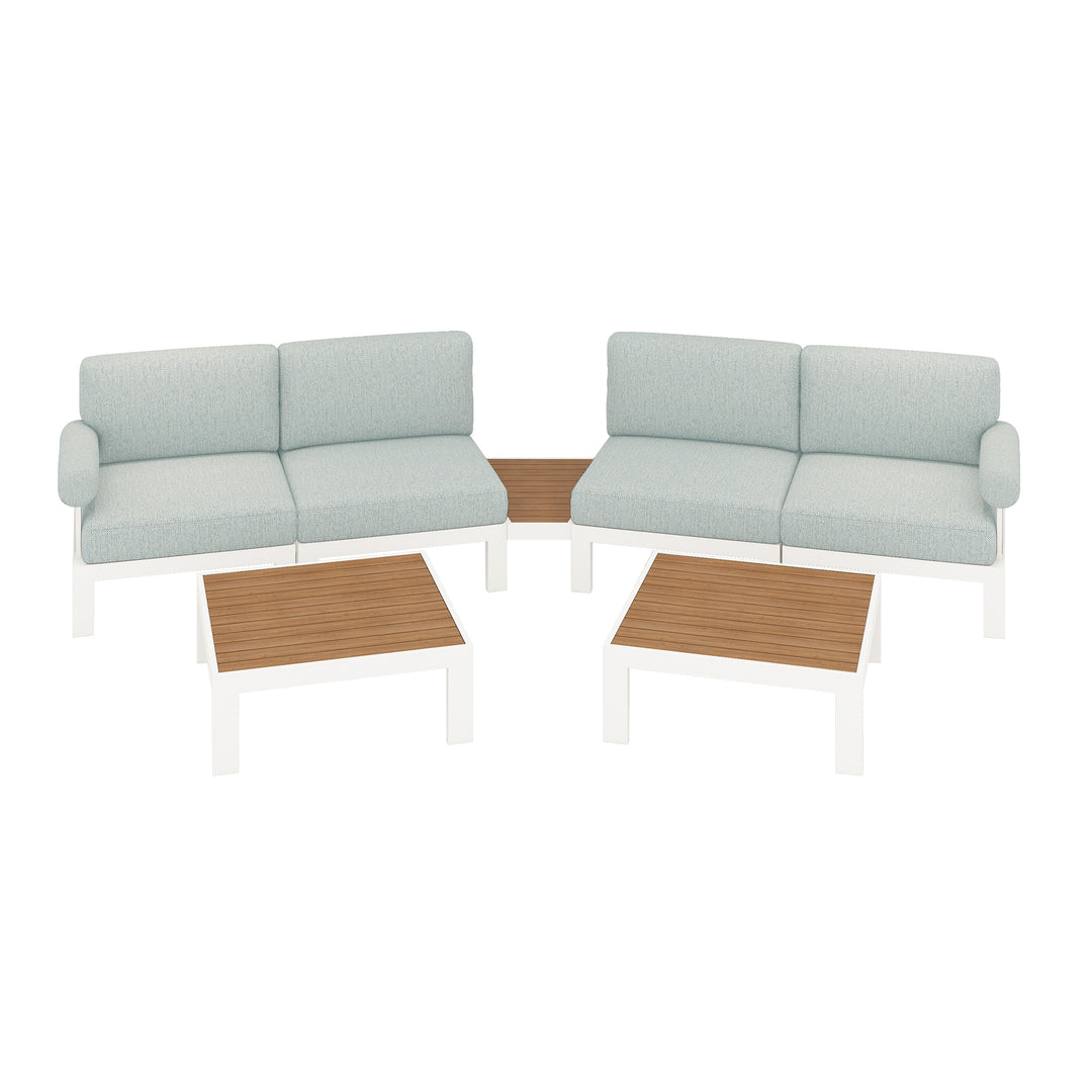 Flexion Home Newport 7‑Piece Outdoor Modular Angled Conversation Set - FlexionHome