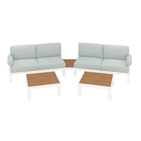 Flexion Home Newport 7‑Piece Outdoor Modular Angled Conversation Set - FlexionHome