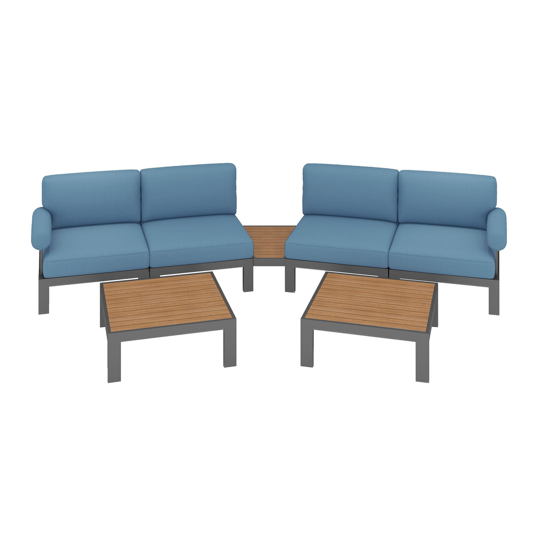 Flexion Home Newport 7‑Piece Outdoor Modular Angled Conversation Set - FlexionHome