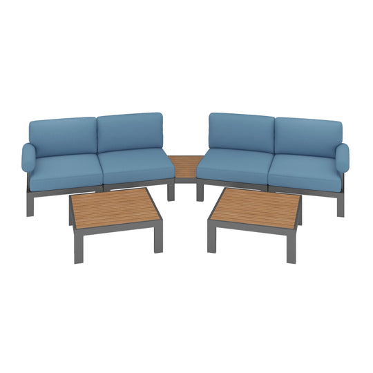 Flexion Home Newport 7‑Piece Outdoor Modular Angled Conversation Set - FlexionHome