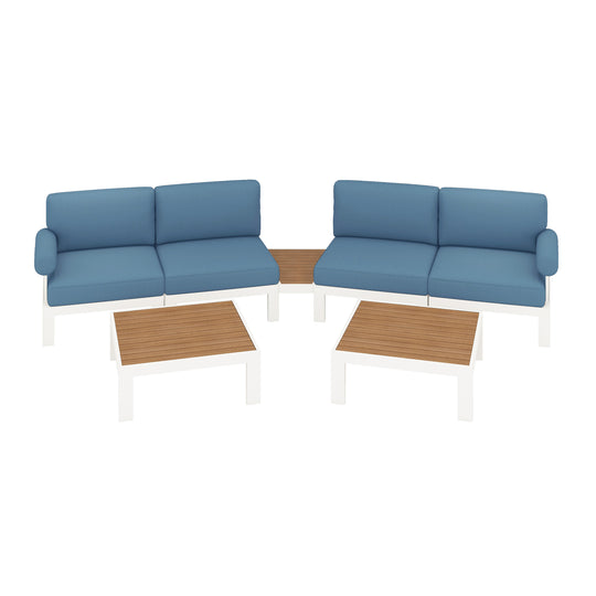 Flexion Home Newport 7‑Piece Outdoor Modular Angled Conversation Set - FlexionHome