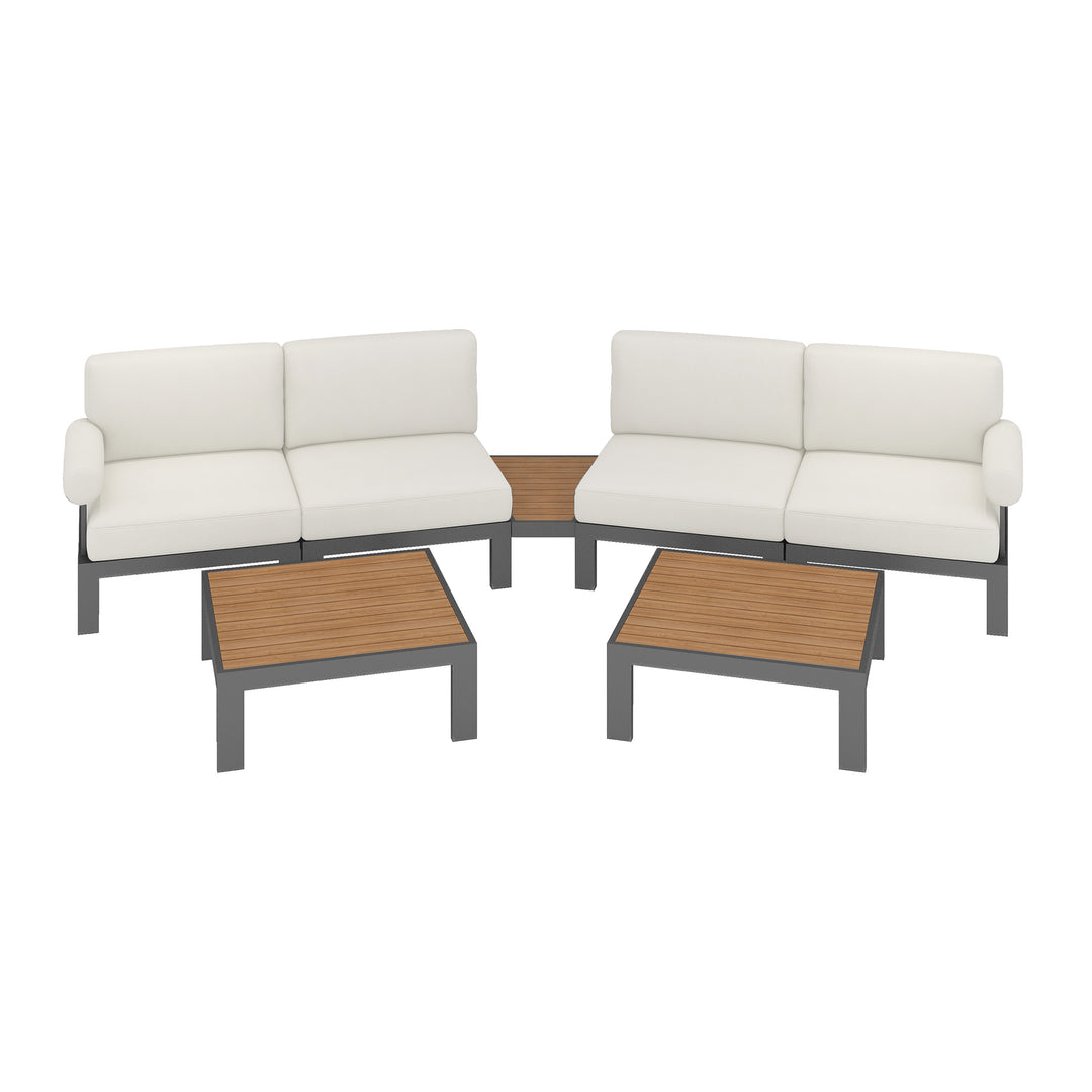 Flexion Home Newport 7‑Piece Outdoor Modular Angled Conversation Set - FlexionHome