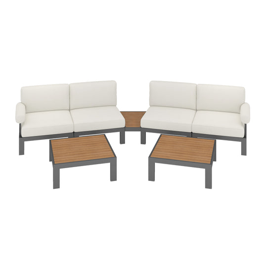 Flexion Home Newport 7‑Piece Outdoor Modular Angled Conversation Set - FlexionHome