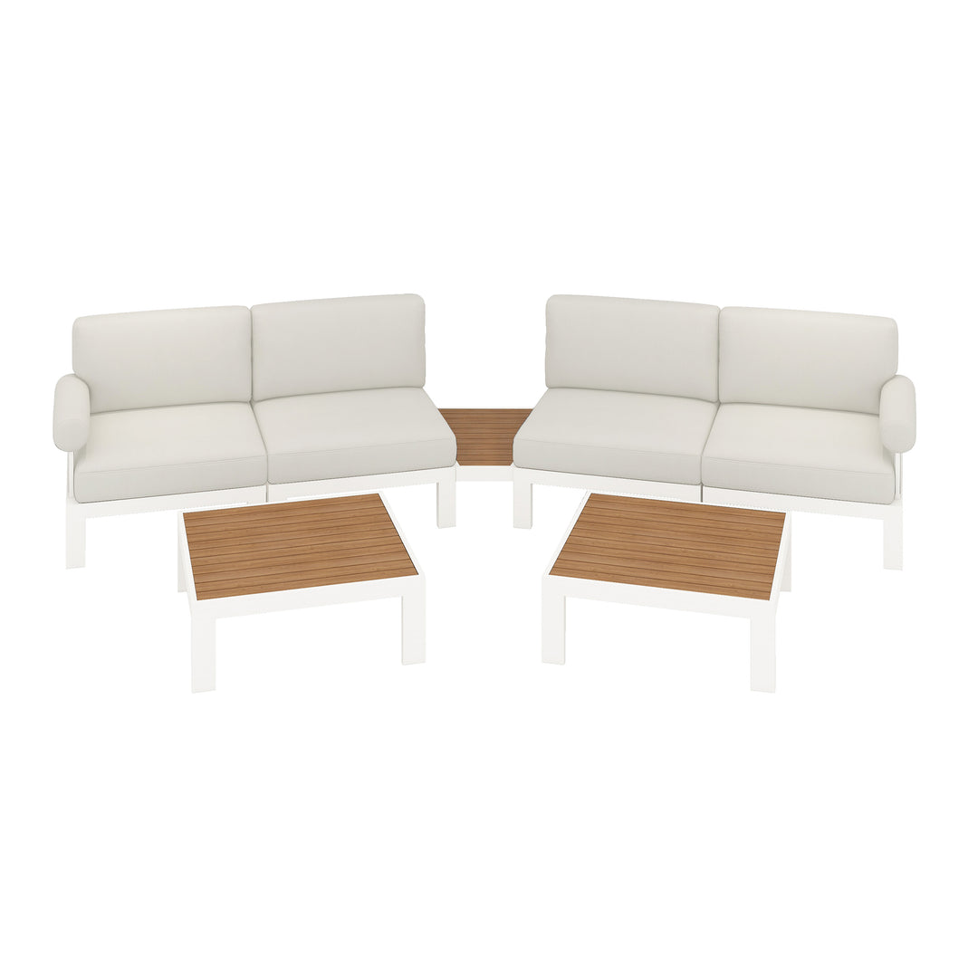 Flexion Home Newport 7‑Piece Outdoor Modular Angled Conversation Set - FlexionHome