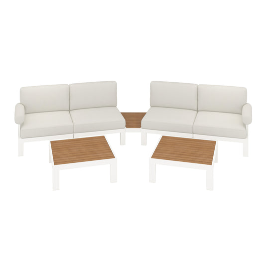 Flexion Home Newport 7‑Piece Outdoor Modular Angled Conversation Set - FlexionHome