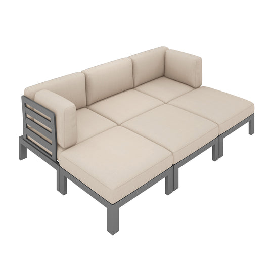 Flexion Home Newport 6-Piece Outdoor Modular Daybed Set - FlexionHome