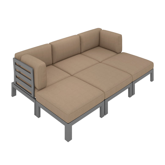 Flexion Home Newport 6-Piece Outdoor Modular Daybed Set - FlexionHome