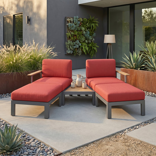 Flexion Home Newport 5-Piece Outdoor Angled Conversation Set - FlexionHome