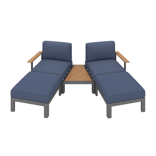 Flexion Home Newport 5-Piece Outdoor Angled Conversation Set - FlexionHome