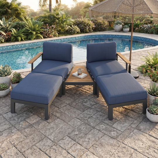 Flexion Home Newport 5-Piece Outdoor Angled Conversation Set - FlexionHome