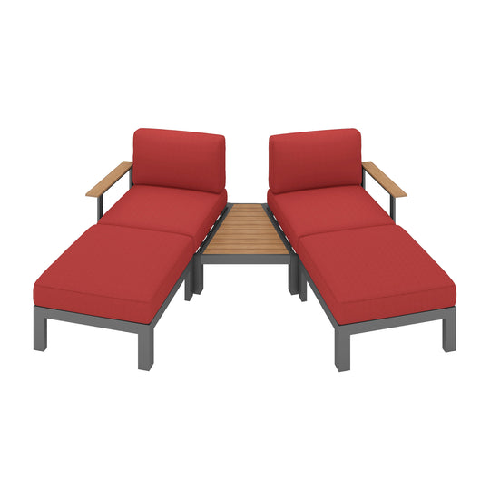 Flexion Home Newport 5-Piece Outdoor Angled Conversation Set - FlexionHome