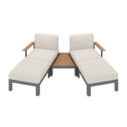 Flexion Home Newport 5-Piece Outdoor Angled Conversation Set - FlexionHome