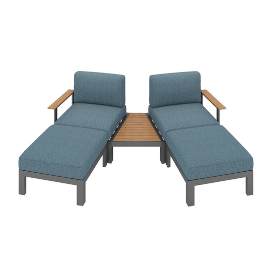 Flexion Home Newport 5-Piece Outdoor Angled Conversation Set - FlexionHome
