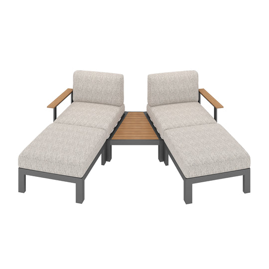 Flexion Home Newport 5-Piece Outdoor Angled Conversation Set - FlexionHome