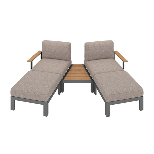 Flexion Home Newport 5-Piece Outdoor Angled Conversation Set - FlexionHome