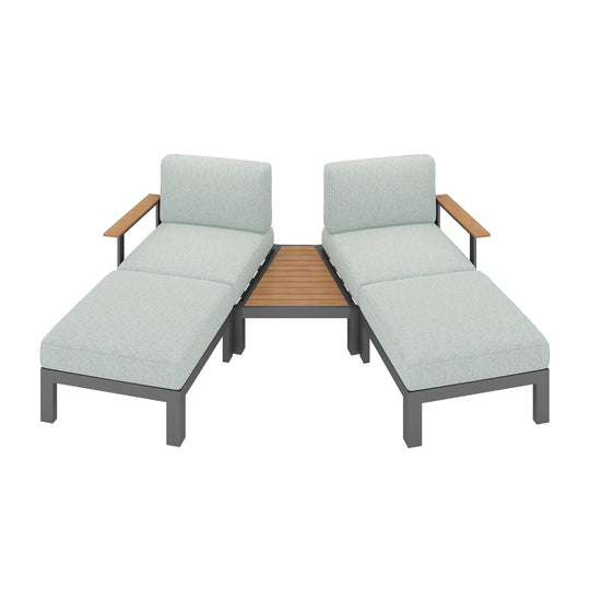 Flexion Home Newport 5-Piece Outdoor Angled Conversation Set - FlexionHome