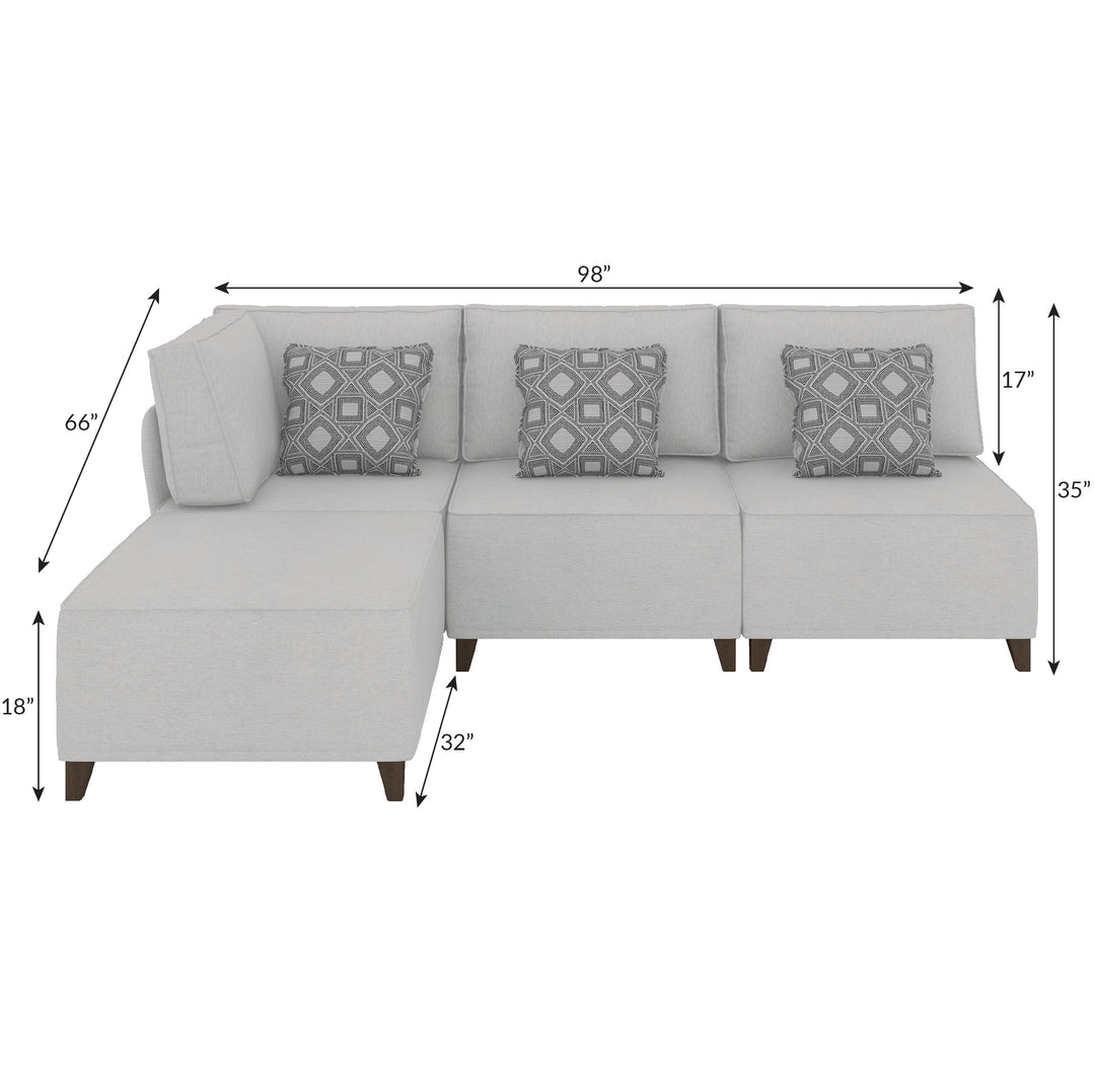 Flexion 4-Piece L-Shape Lounge – Modular Armless Sectional with Washable Slipcovers - FlexionHome
