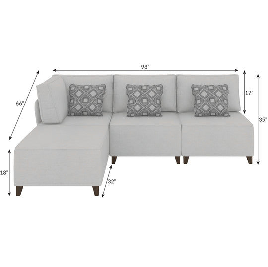 Flexion 4-Piece L-Shape Lounge – Modular Armless Sectional with Washable Slipcovers - FlexionHome