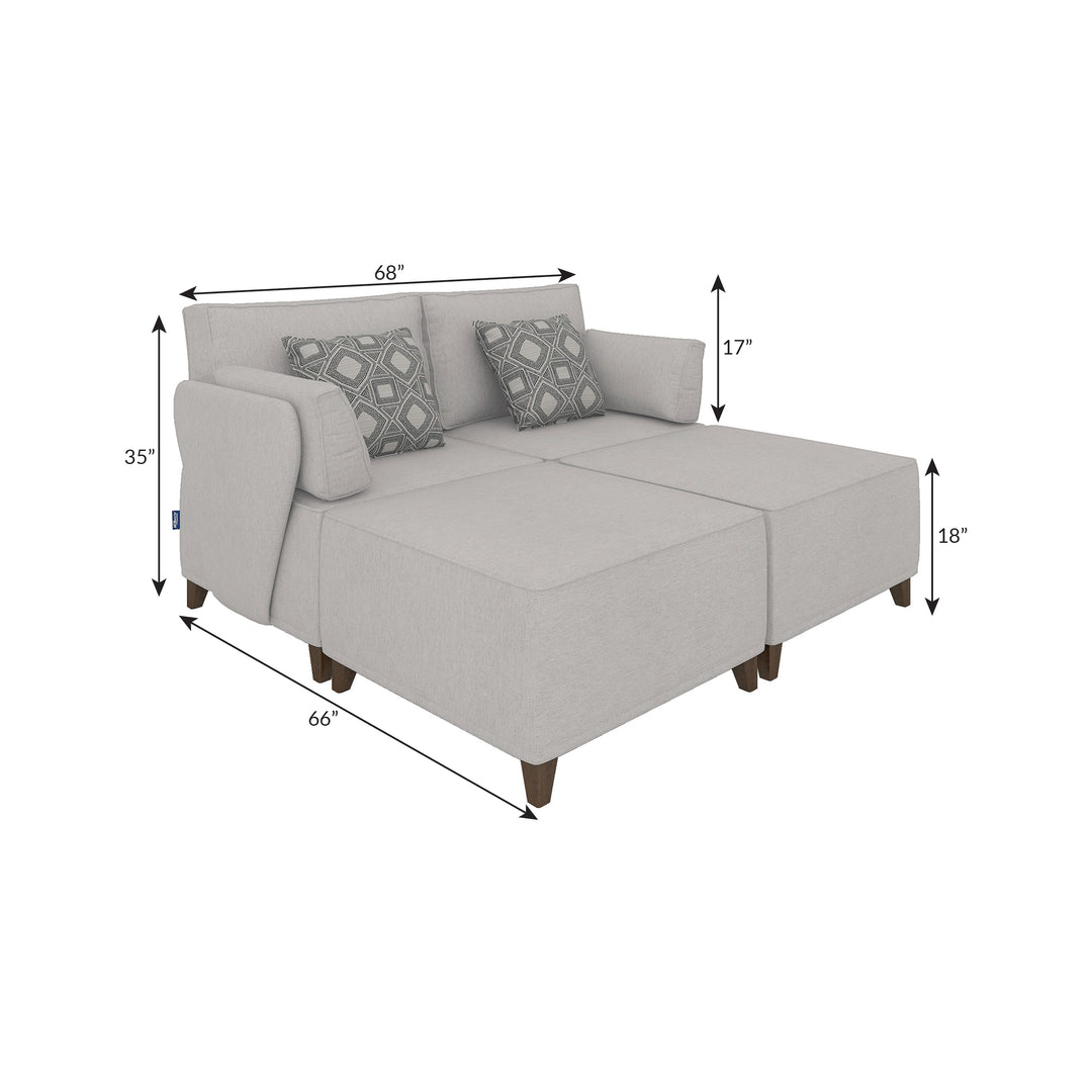 Flexion 4-Piece Double Chaise Lounge – Modular Armless Sectional with Washable Slipcovers - FlexionHome