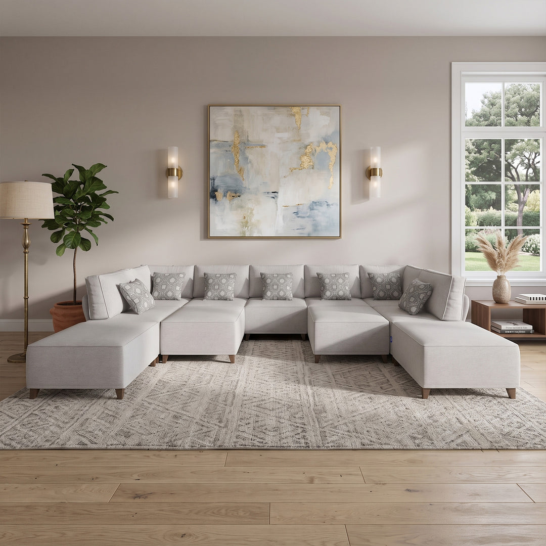 Flexion 11-Piece Movie Night Lounge – Ultra-Oversized Pit Sectional with Washable Slipcovers - FlexionHome